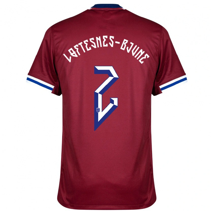 Danxen Dames Noorwegen Filip Loftesnes-Bjune #2 Rood Blauw Wit Thuisshirt Thuistenue 24-26 T-Shirt