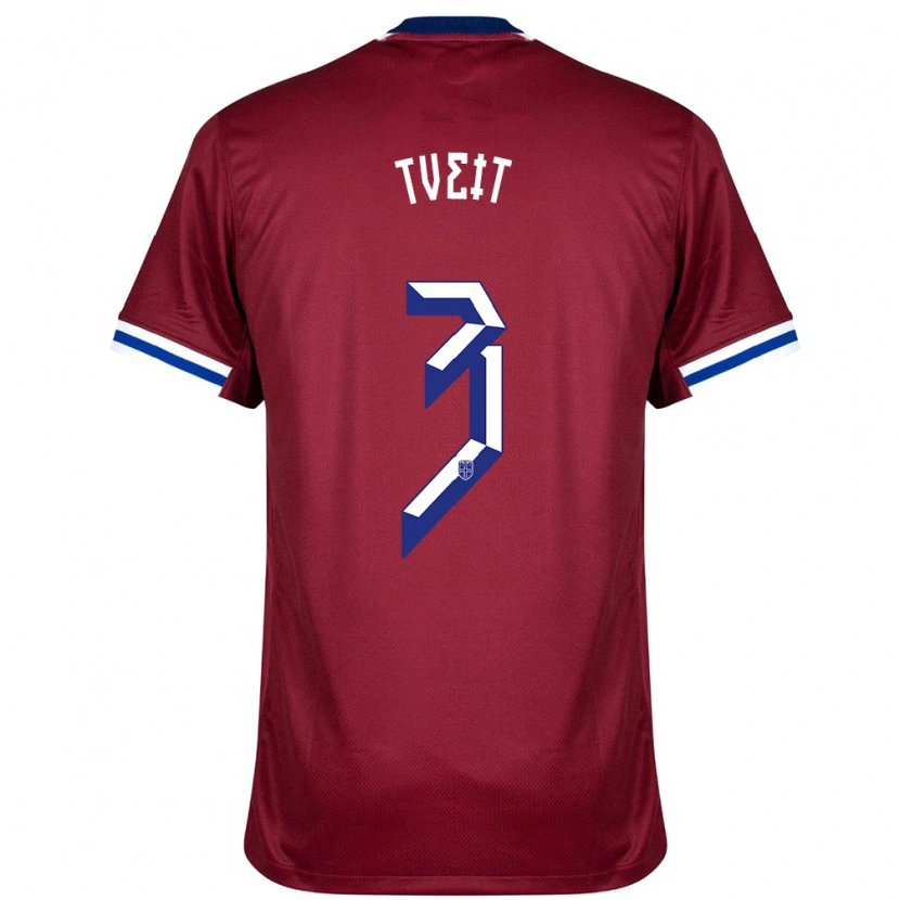 Danxen Dames Noorwegen Aksel Tveit #3 Rood Blauw Wit Thuisshirt Thuistenue 24-26 T-Shirt