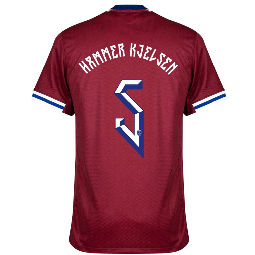 Danxen Dames Noorwegen Aleksander Hammer Kjelsen #5 Rood Blauw Wit Thuisshirt Thuistenue 24-26 T-Shirt