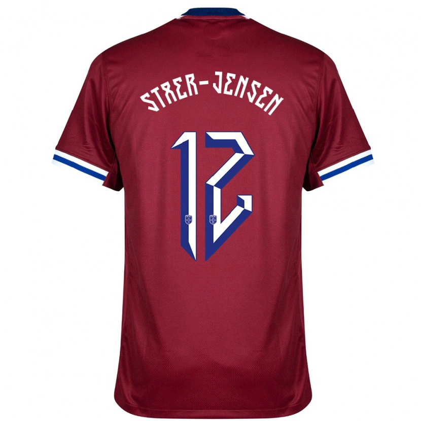 Danxen Dames Noorwegen Magnus Stær-Jensen #12 Rood Blauw Wit Thuisshirt Thuistenue 24-26 T-Shirt