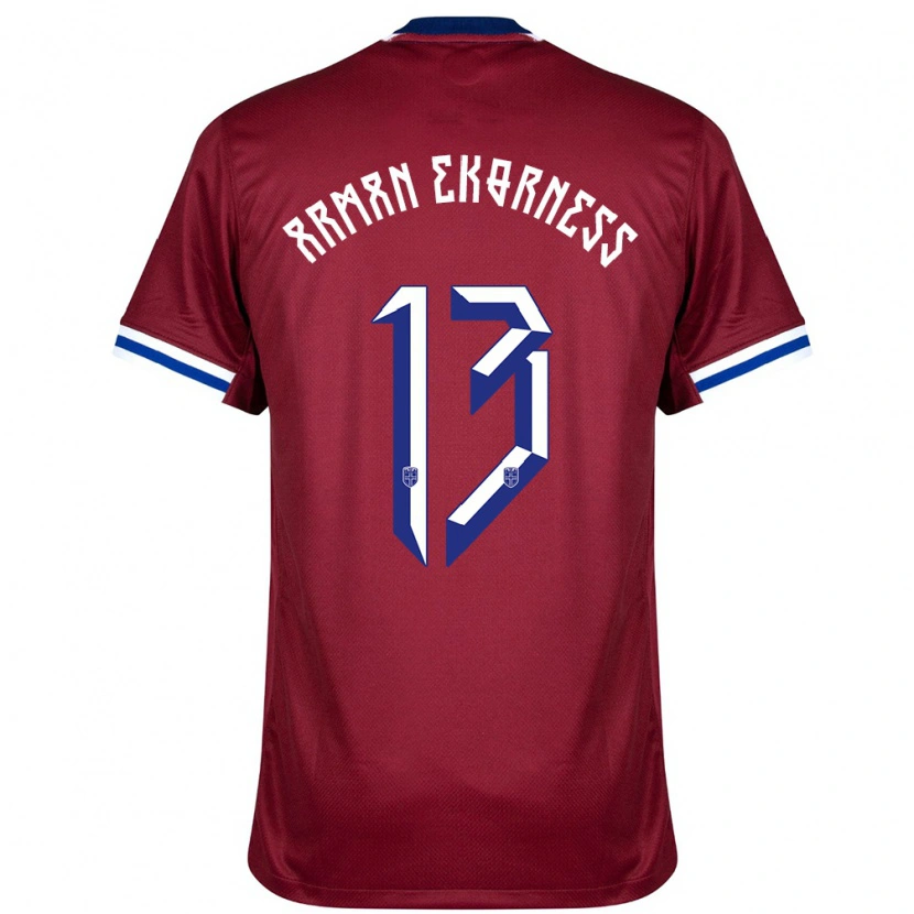 Danxen Dames Noorwegen Karsten Arman Ekorness #13 Rood Blauw Wit Thuisshirt Thuistenue 24-26 T-Shirt