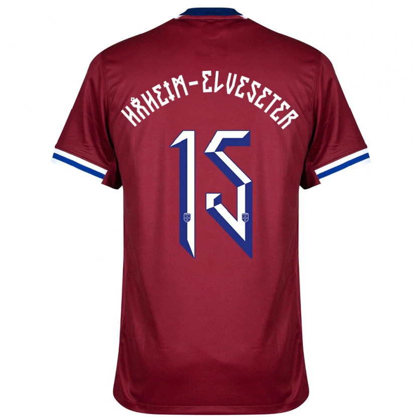 Danxen Dames Noorwegen Martin Håheim-Elveseter #15 Rood Blauw Wit Thuisshirt Thuistenue 24-26 T-Shirt