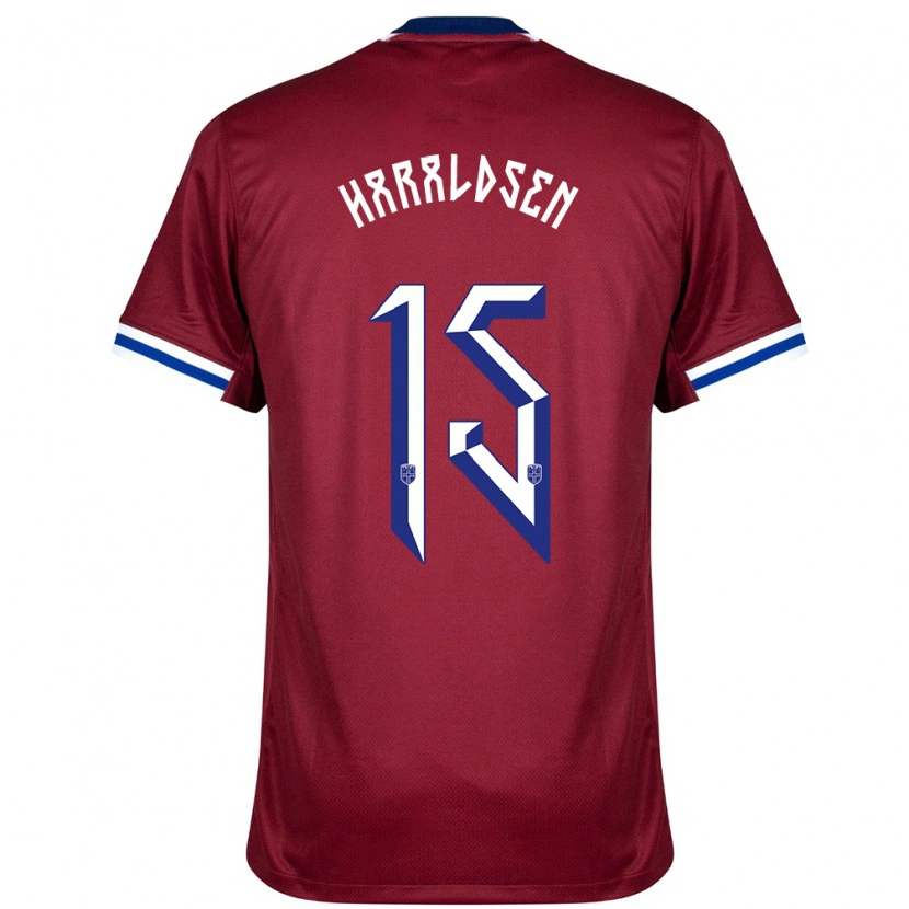 Danxen Dames Noorwegen Henrik Haraldsen #15 Rood Blauw Wit Thuisshirt Thuistenue 24-26 T-Shirt