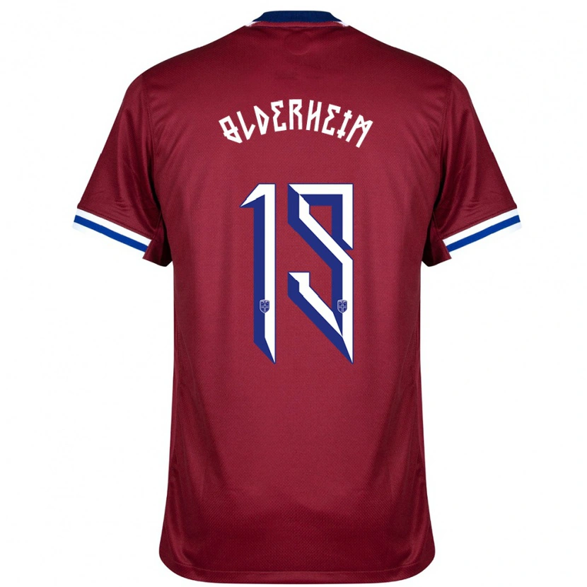 Danxen Dames Noorwegen Sebastian Olderheim #19 Rood Blauw Wit Thuisshirt Thuistenue 24-26 T-Shirt