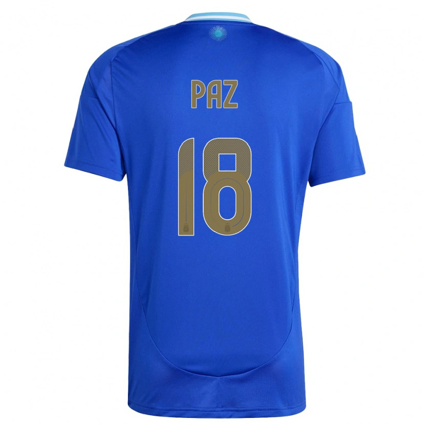 Danxen Dames Argentinië Nico Paz #18 Blauw Uitshirt Uittenue 24-26 T-Shirt