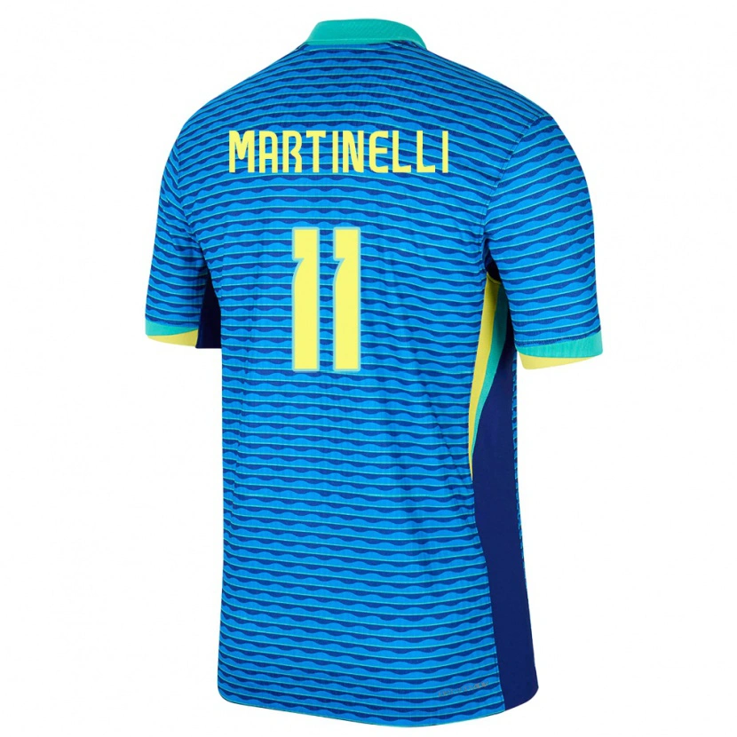 Danxen Dames Brazilië Gabriel Martinelli #11 Blauw Uitshirt Uittenue 24-26 T-Shirt