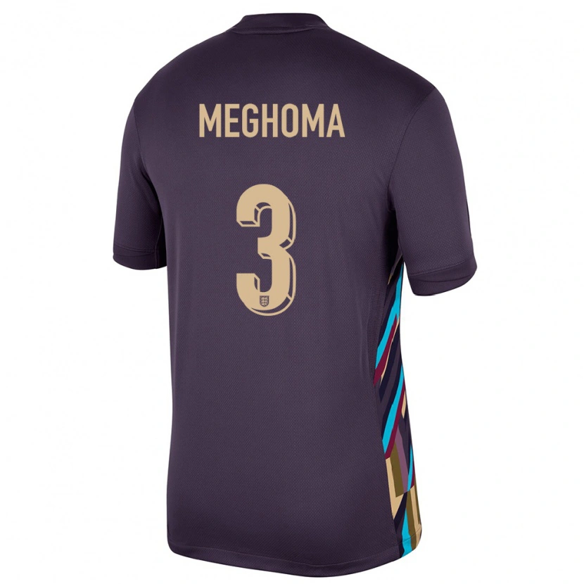 Danxen Dames Engeland Jayden Meghoma #3 Donkere Rozijn Uitshirt Uittenue 24-26 T-Shirt