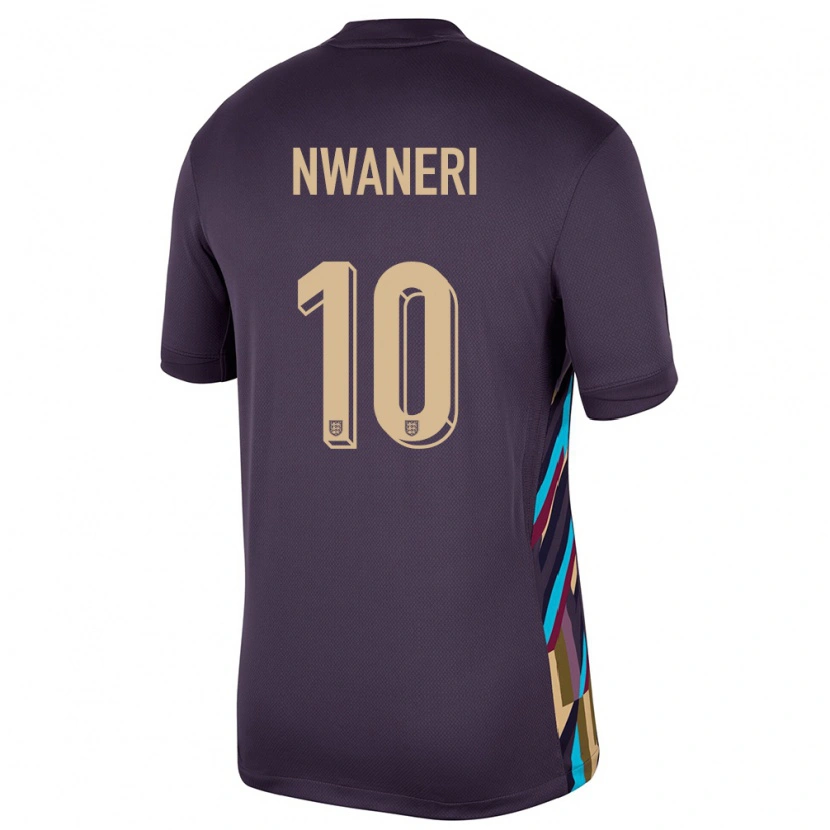 Danxen Dames Engeland Ethan Nwaneri #10 Donkere Rozijn Uitshirt Uittenue 24-26 T-Shirt