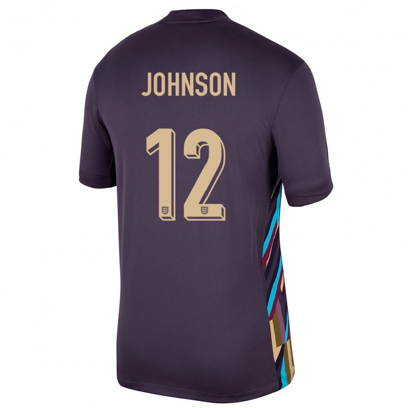 Danxen Dames Engeland Joe Johnson #12 Donkere Rozijn Uitshirt Uittenue 24-26 T-Shirt