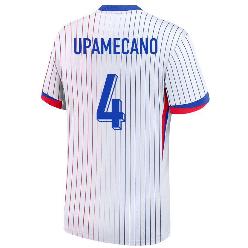 Danxen Dames Frankrijk Dayot Upamecano #4 Wit Uitshirt Uittenue 24-26 T-Shirt