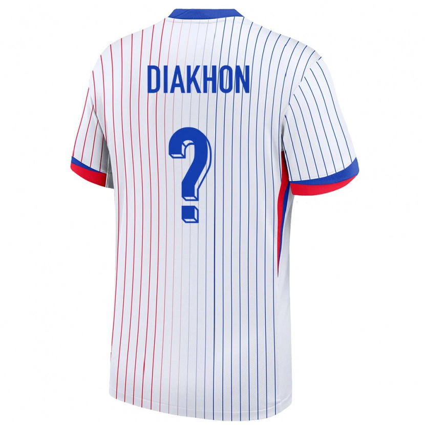 Danxen Dames Frankrijk Mamadou Diakhon #0 Wit Uitshirt Uittenue 24-26 T-Shirt