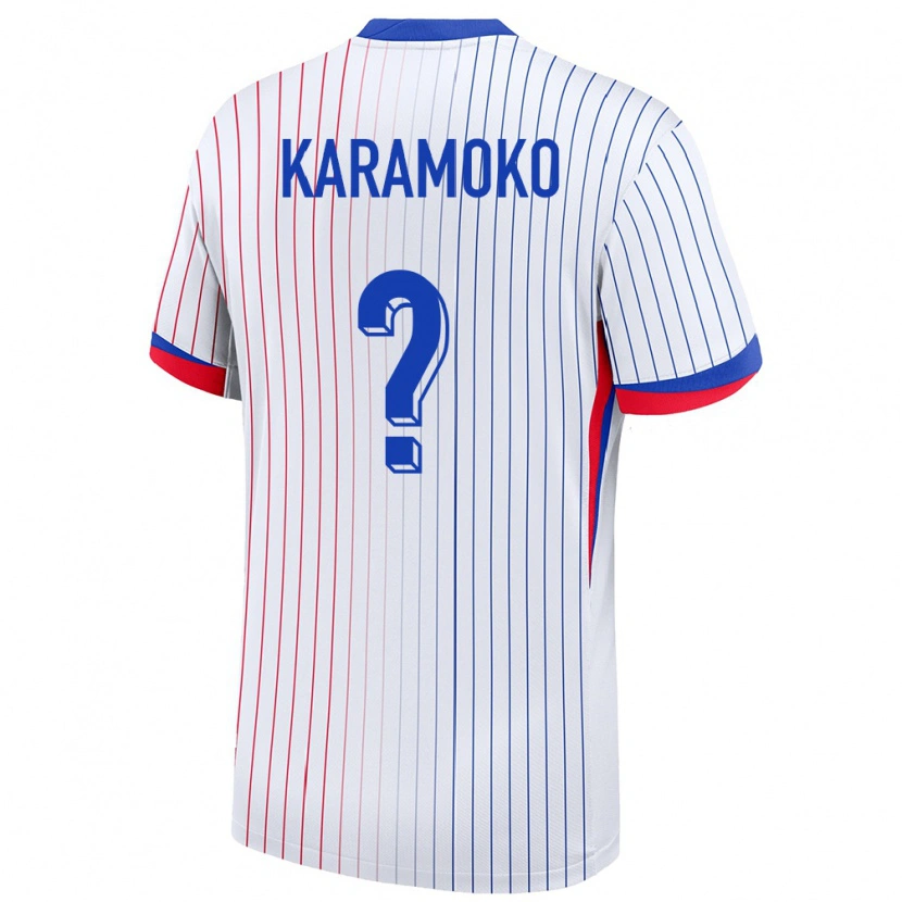 Danxen Dames Frankrijk Noah Karamoko #0 Wit Uitshirt Uittenue 24-26 T-Shirt