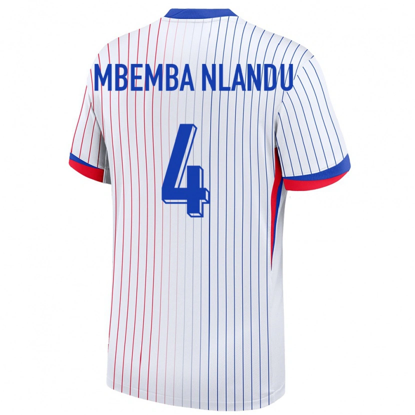 Danxen Dames Frankrijk Emmanuel Mbemba Nlandu #4 Wit Uitshirt Uittenue 24-26 T-Shirt