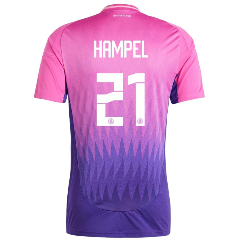 Danxen Dames Duitsland Luca Hampel #21 Roze Paars Uitshirt Uittenue 24-26 T-Shirt