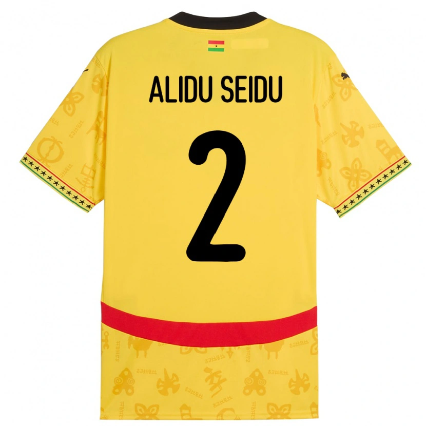 Danxen Dames Ghana Alidu Seidu #2 Geel Uitshirt Uittenue 24-26 T-Shirt
