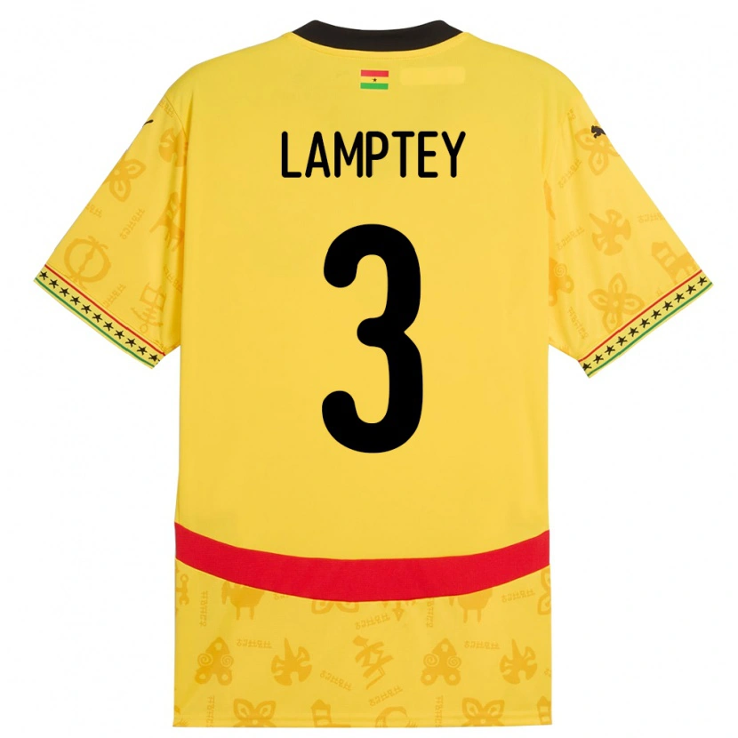 Danxen Dames Ghana Tariq Lamptey #3 Geel Uitshirt Uittenue 24-26 T-Shirt
