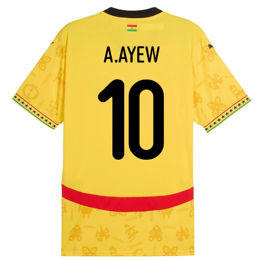 Danxen Dames Ghana Andre Ayew #10 Geel Uitshirt Uittenue 24-26 T-Shirt