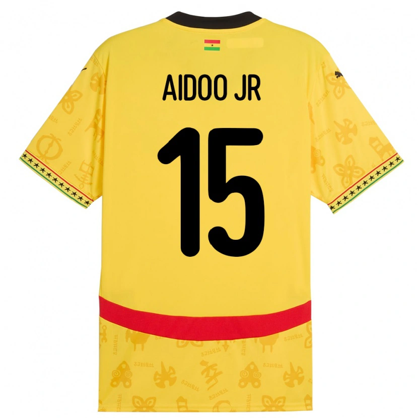 Danxen Dames Ghana Joseph Aidoo #15 Geel Uitshirt Uittenue 24-26 T-Shirt