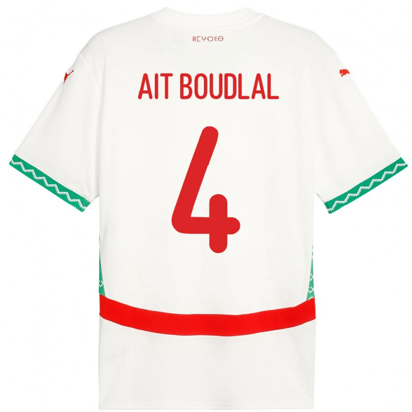 Danxen Dames Marokko Abdelhamid Ait Boudlal #4 Wit Uitshirt Uittenue 24-26 T-Shirt