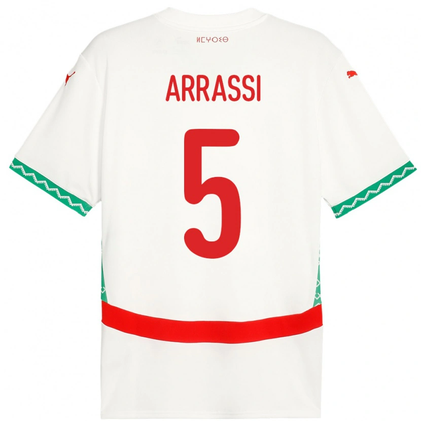 Danxen Dames Marokko Bouchaib Arrassi #5 Wit Uitshirt Uittenue 24-26 T-Shirt