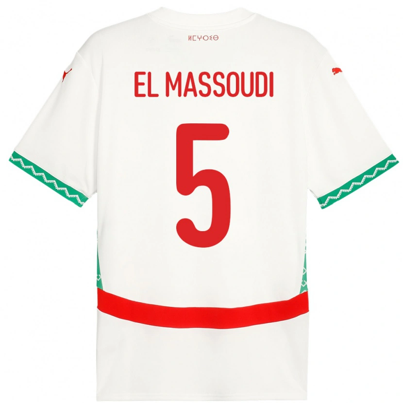 Danxen Dames Marokko Nassim El Massoudi #5 Wit Uitshirt Uittenue 24-26 T-Shirt