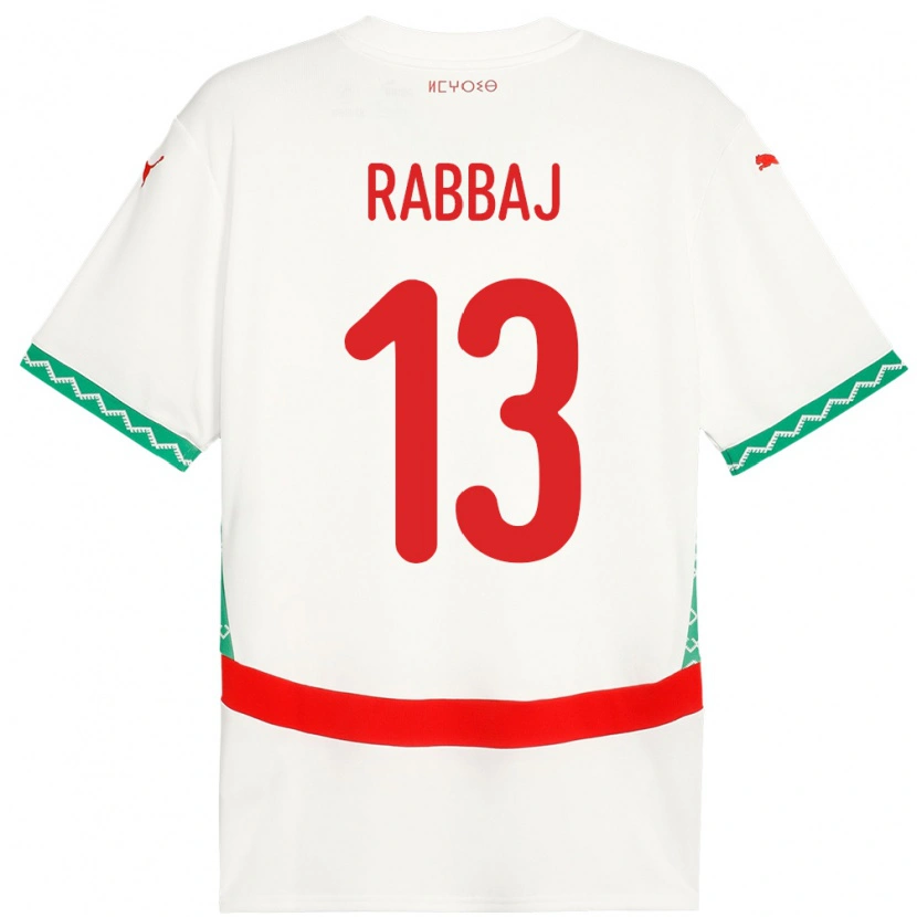 Danxen Dames Marokko Yusuf Rabbaj #13 Wit Uitshirt Uittenue 24-26 T-Shirt