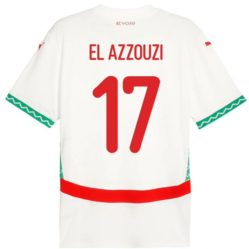 Danxen Dames Marokko Oussama El Azzouzi #17 Wit Uitshirt Uittenue 24-26 T-Shirt