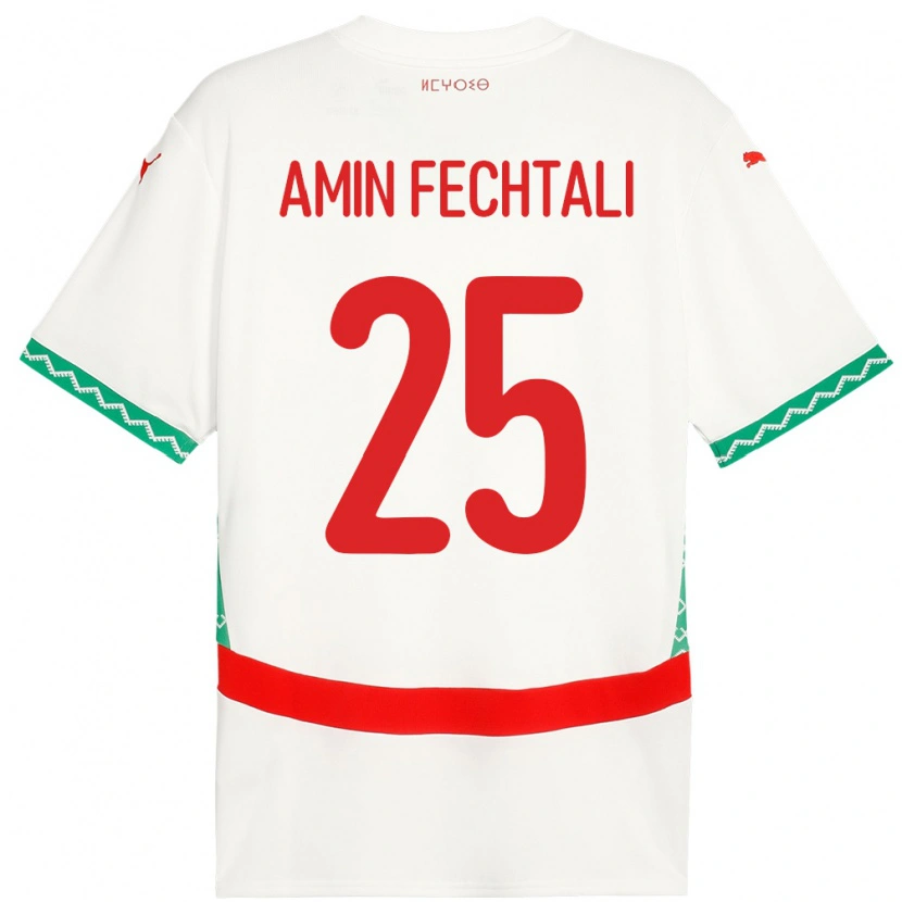 Danxen Dames Marokko Oualid Amin Fechtali #25 Wit Uitshirt Uittenue 24-26 T-Shirt