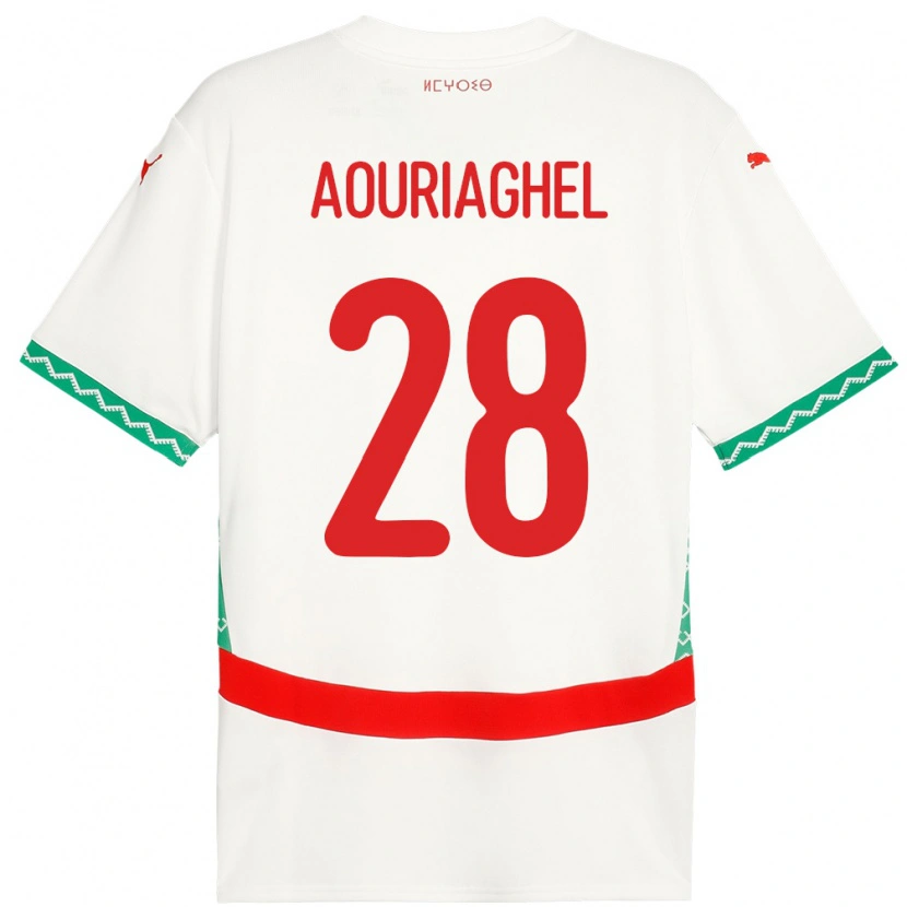 Danxen Dames Marokko Yassin Aouriaghel #28 Wit Uitshirt Uittenue 24-26 T-Shirt
