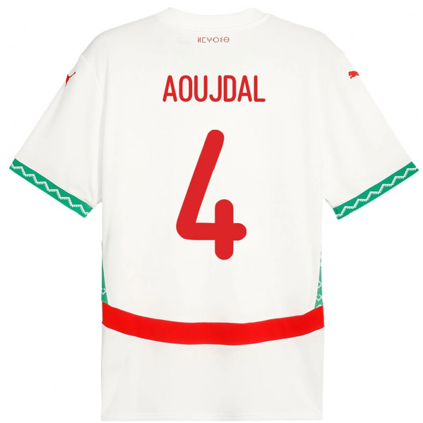 Danxen Dames Marokko Youssef Aoujdal #4 Wit Uitshirt Uittenue 24-26 T-Shirt