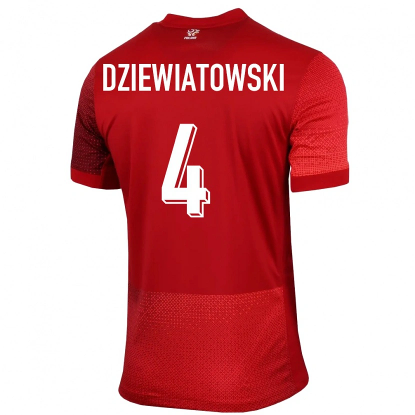 Danxen Dames Polen Mateusz Dziewiatowski #4 Rood Uitshirt Uittenue 24-26 T-Shirt