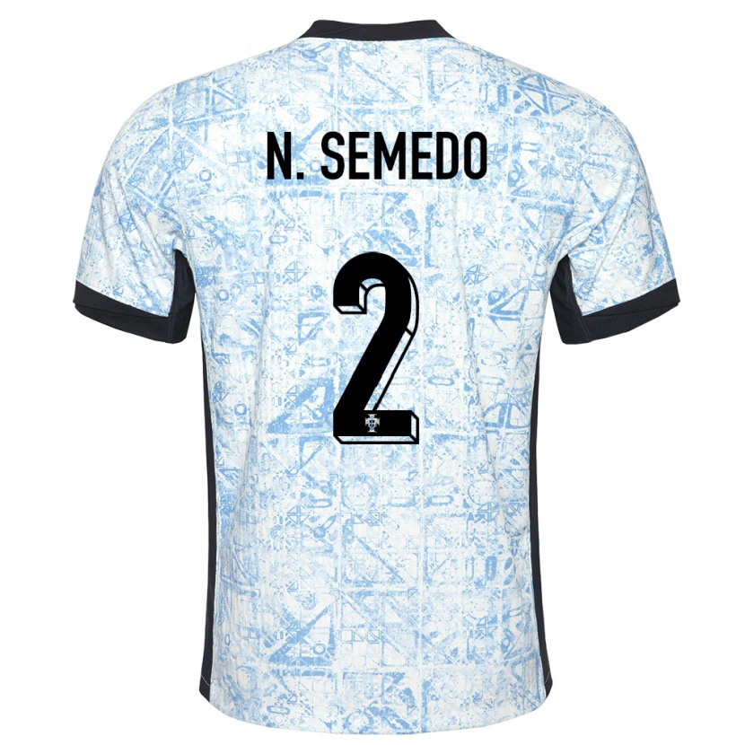 Danxen Dames Portugal Nélson Semedo #2 Crème Blauw Uitshirt Uittenue 24-26 T-Shirt