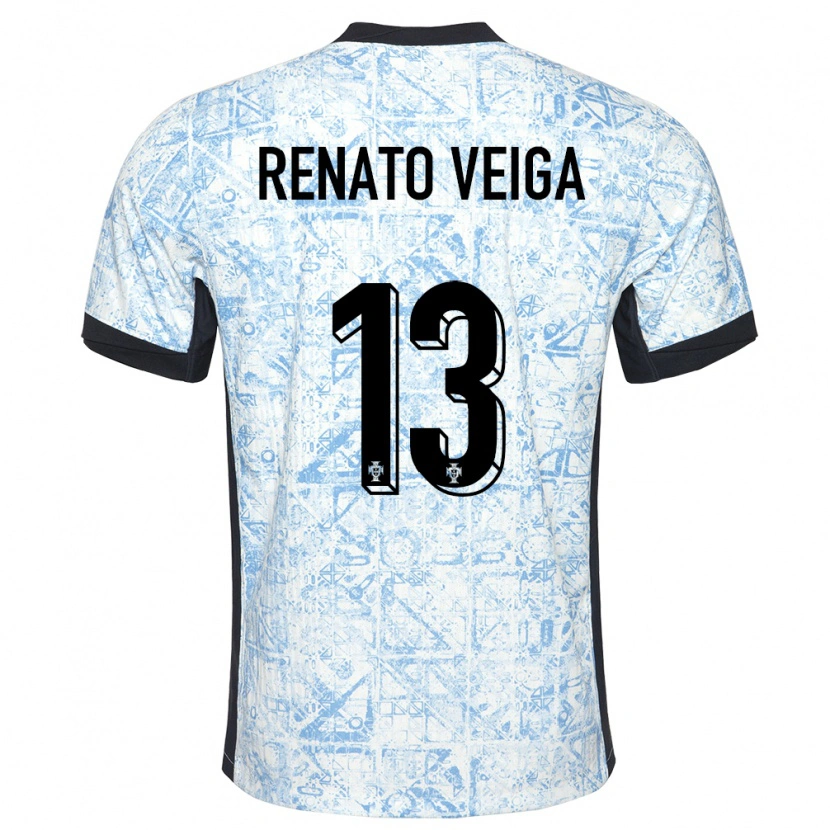 Danxen Dames Portugal Renato Veiga #13 Crème Blauw Uitshirt Uittenue 24-26 T-Shirt