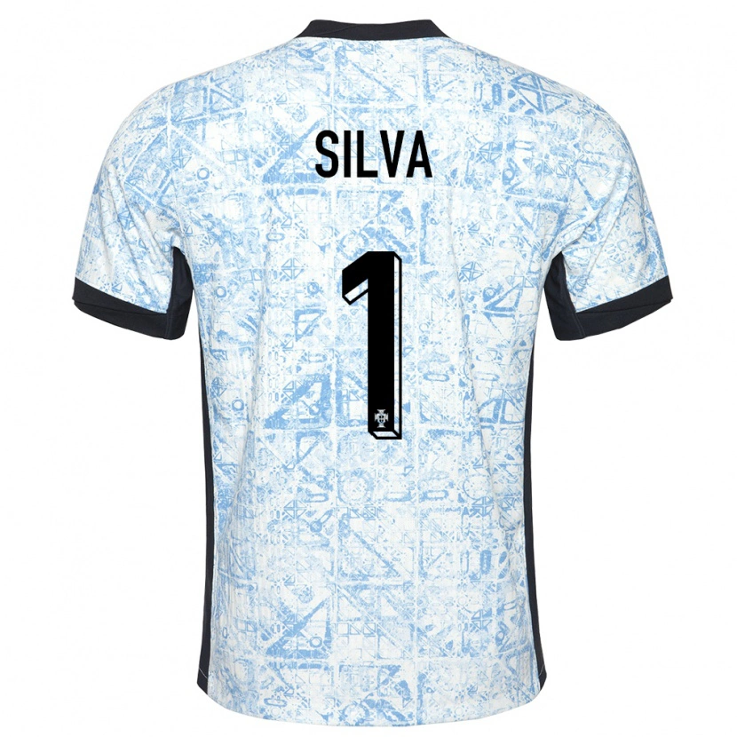Danxen Dames Portugal Francisco Silva #1 Crème Blauw Uitshirt Uittenue 24-26 T-Shirt