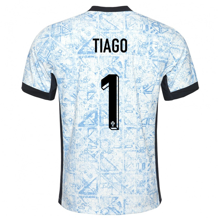 Danxen Dames Portugal Tiago Ferreira #1 Crème Blauw Uitshirt Uittenue 24-26 T-Shirt