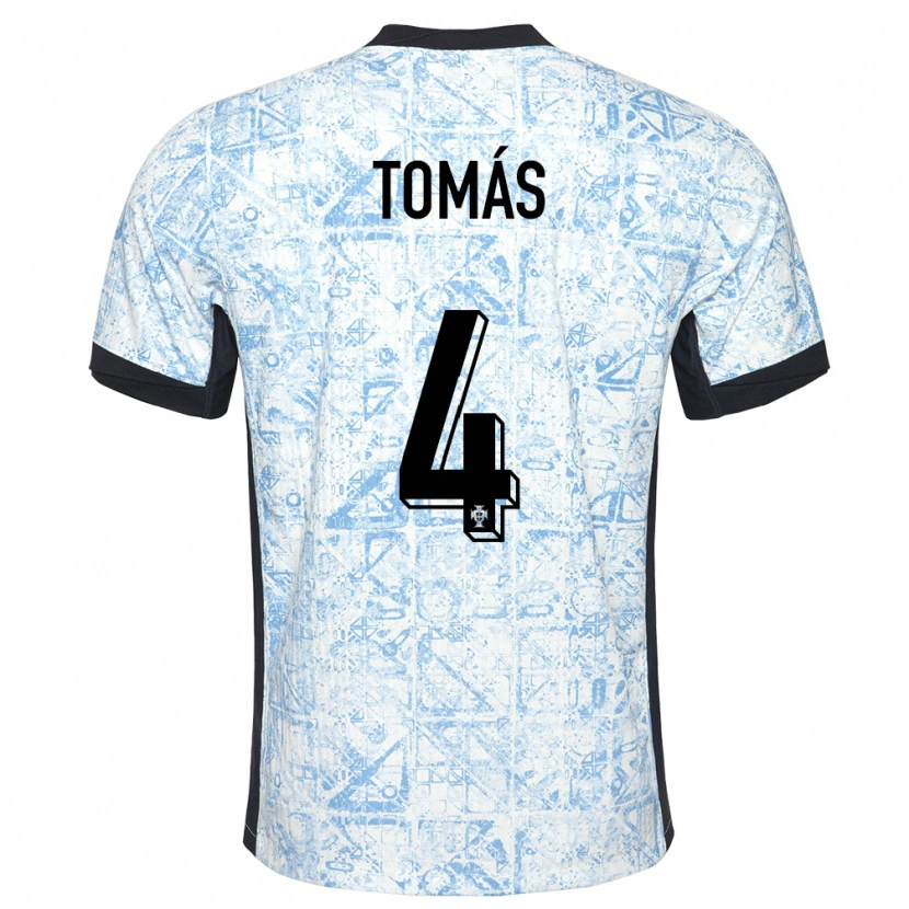 Danxen Dames Portugal Tomás Ferreira #4 Crème Blauw Uitshirt Uittenue 24-26 T-Shirt