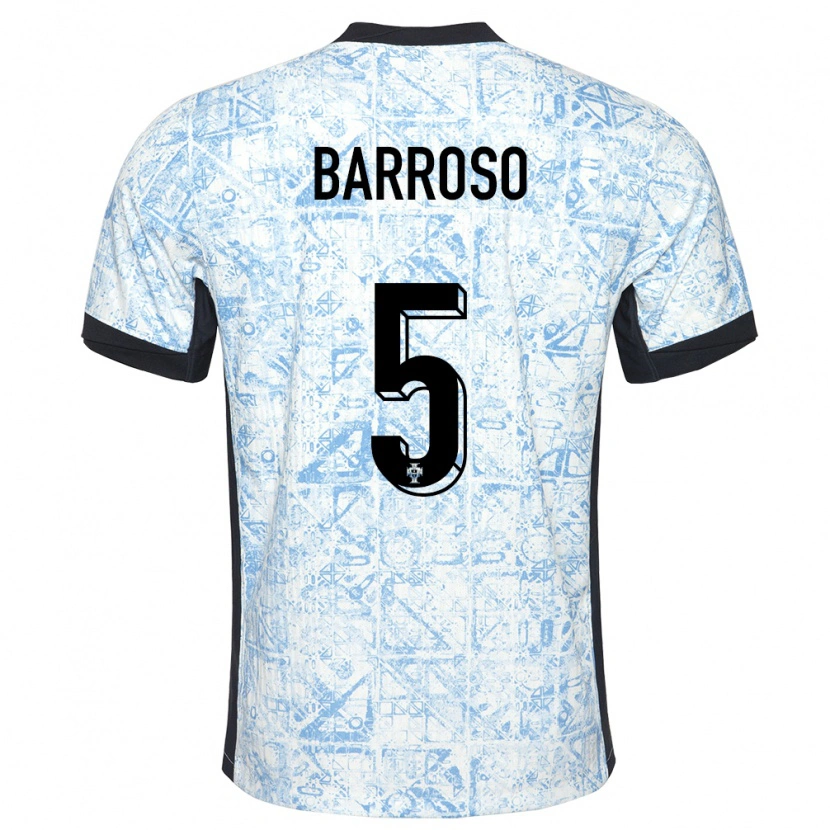 Danxen Dames Portugal Leonardo Barroso #5 Crème Blauw Uitshirt Uittenue 24-26 T-Shirt