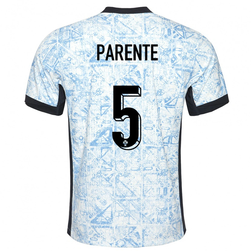 Danxen Dames Portugal Tiago Parente #5 Crème Blauw Uitshirt Uittenue 24-26 T-Shirt