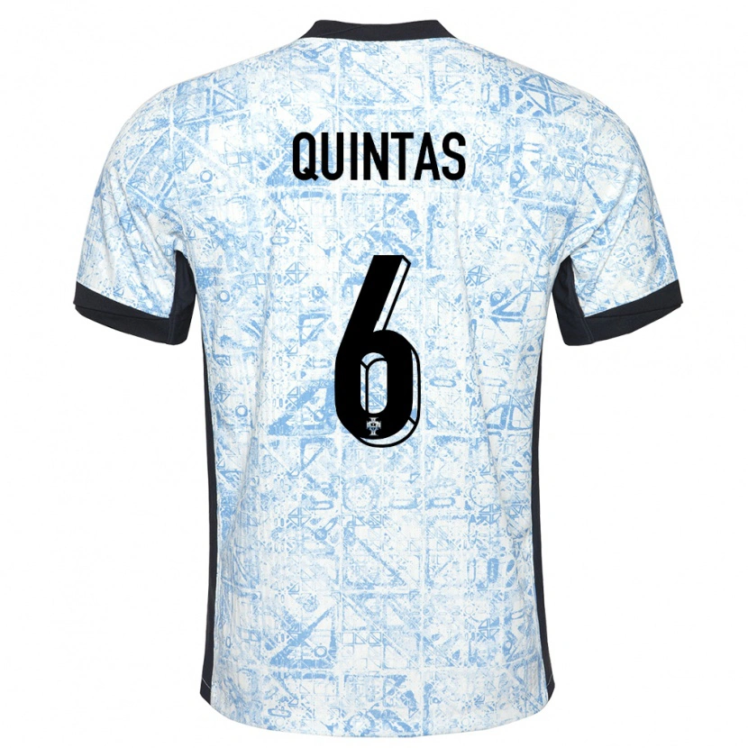 Danxen Dames Portugal Rafael Quintas #6 Crème Blauw Uitshirt Uittenue 24-26 T-Shirt