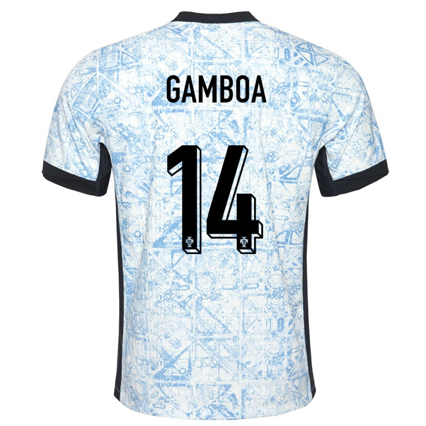 Danxen Dames Portugal Sandro Gambôa #14 Crème Blauw Uitshirt Uittenue 24-26 T-Shirt
