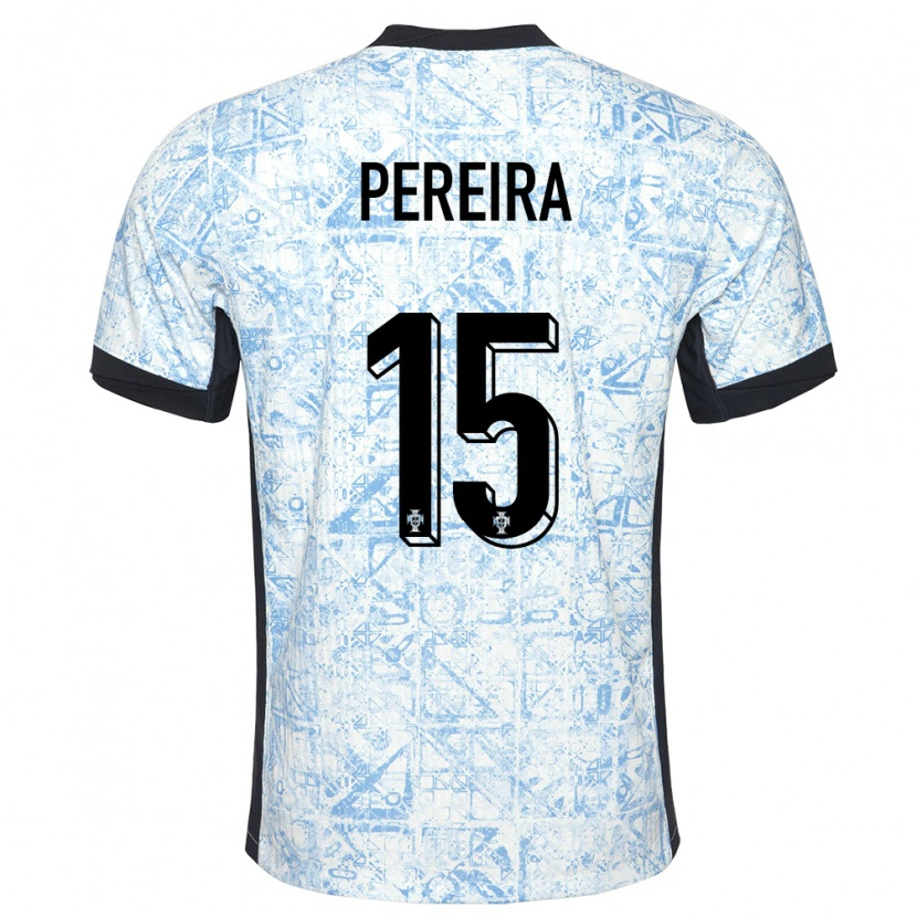Danxen Dames Portugal Yoan Pereira #15 Crème Blauw Uitshirt Uittenue 24-26 T-Shirt