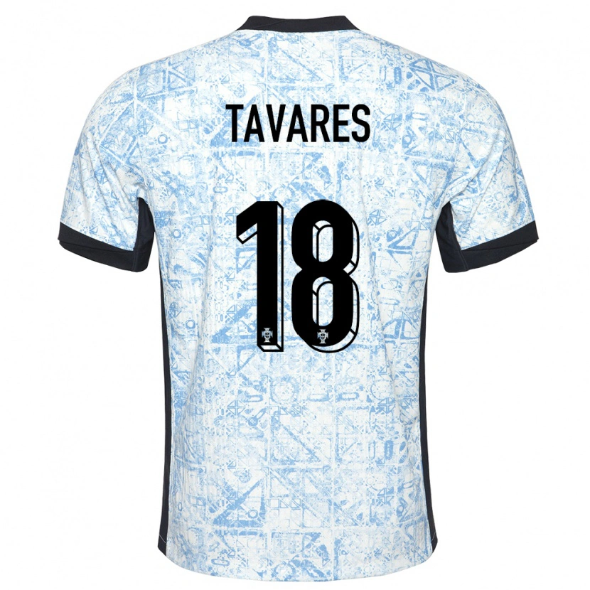 Danxen Dames Portugal Leonardo Tavares #18 Crème Blauw Uitshirt Uittenue 24-26 T-Shirt