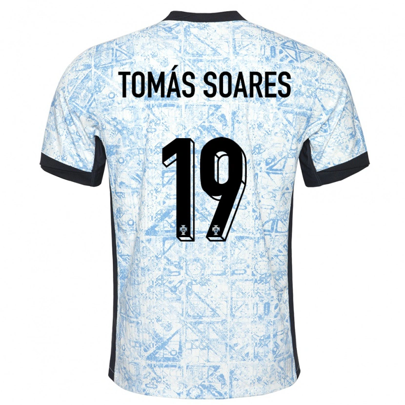 Danxen Dames Portugal Tomás Soares #19 Crème Blauw Uitshirt Uittenue 24-26 T-Shirt