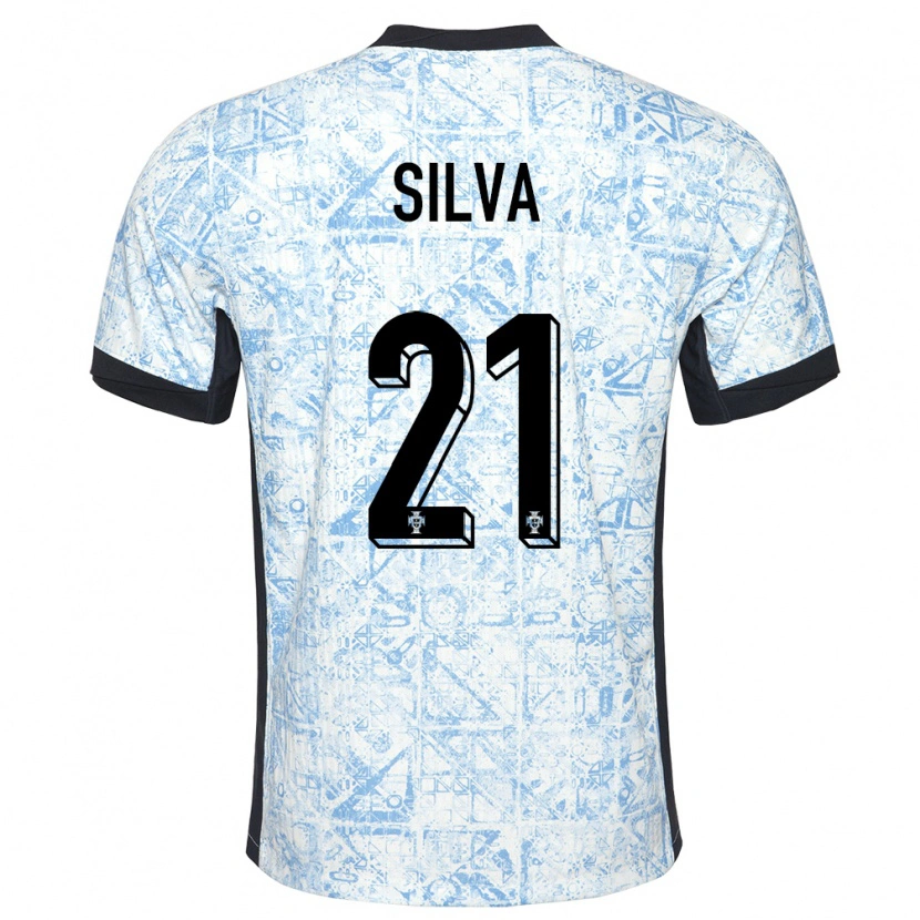 Danxen Dames Portugal Gabriel Silva #21 Crème Blauw Uitshirt Uittenue 24-26 T-Shirt