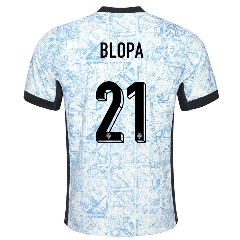 Danxen Dames Portugal Salvador Blopa #21 Crème Blauw Uitshirt Uittenue 24-26 T-Shirt