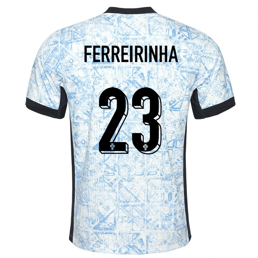 Danxen Dames Portugal Afonso Ferreirinha #23 Crème Blauw Uitshirt Uittenue 24-26 T-Shirt