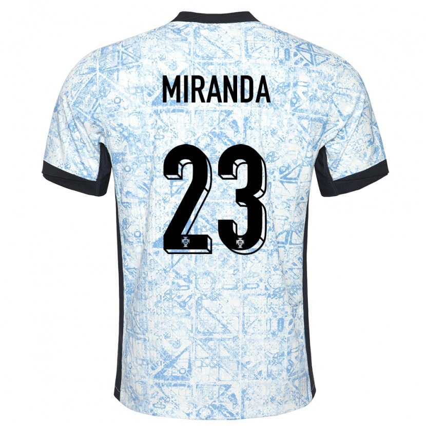 Danxen Dames Portugal João Miranda #23 Crème Blauw Uitshirt Uittenue 24-26 T-Shirt