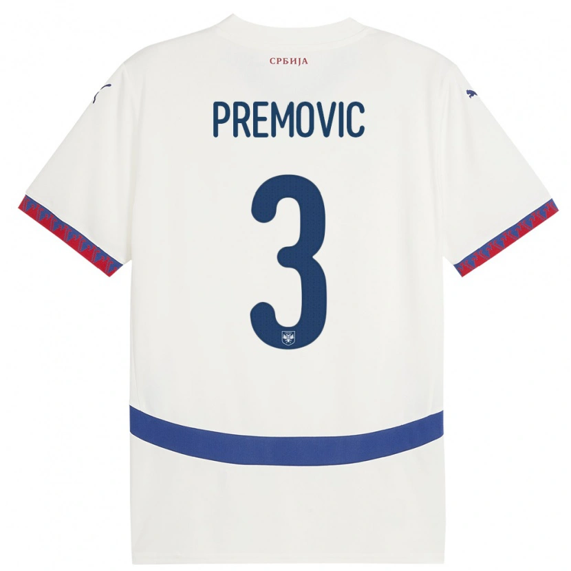 Danxen Dames Servië Relja Premovic #3 Wit Uitshirt Uittenue 24-26 T-Shirt