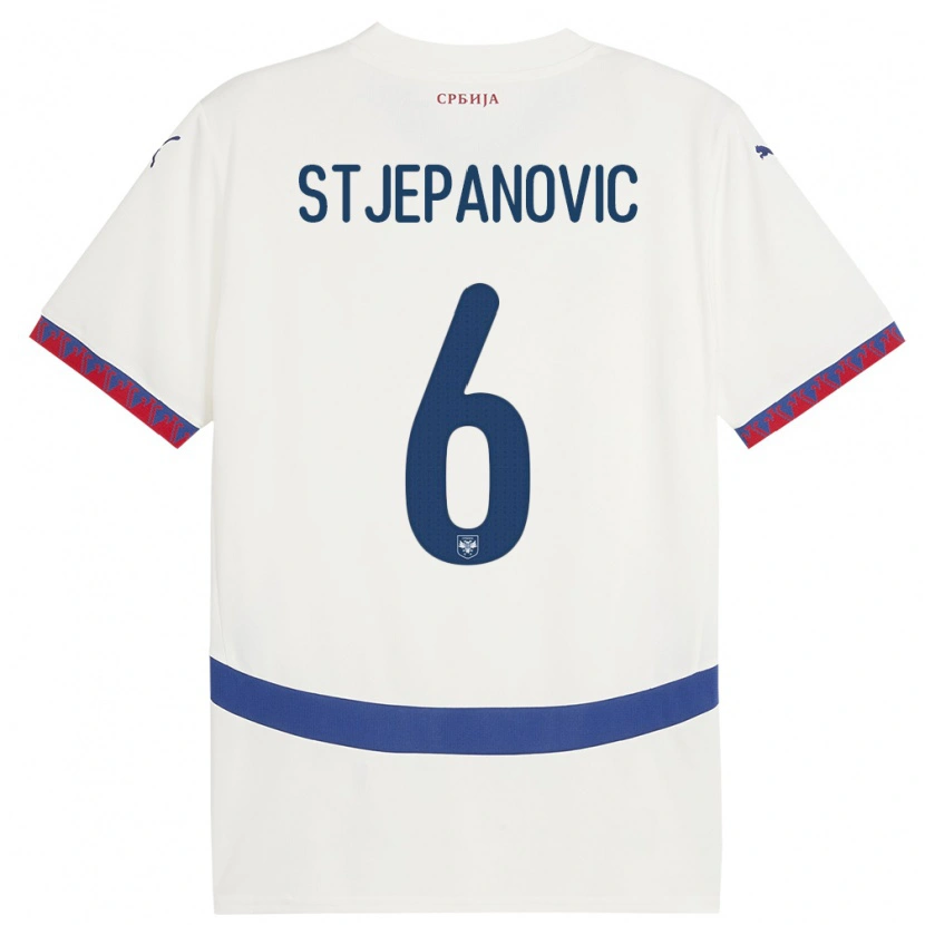 Danxen Dames Servië Mateja Stjepanovic #6 Wit Uitshirt Uittenue 24-26 T-Shirt