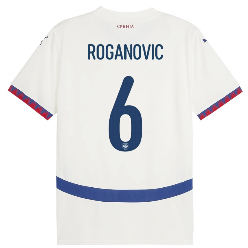 Danxen Dames Servië Vuk Roganovic #6 Wit Uitshirt Uittenue 24-26 T-Shirt